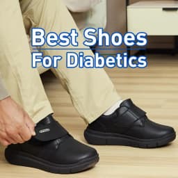 FitVille Extra Wide Men's Shoes Leather Diabetic Shoes Walking for Elder Orthopedic Toes Swollen Feet Non-Slip Arch Support