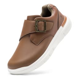 FitVille Extra Wide Men's Shoes Leather Diabetic Shoes Walking for Elder Orthopedic Toes Swollen Feet Non-Slip Arch Support