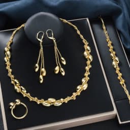 Pearl Pendant 4pcs Jewelry Set Colorful Beads Necklace Bracelet Earrings Ring Bridal Wedding Set Luxury Jewelry Accessories