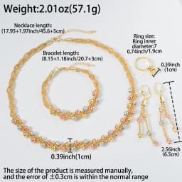 Pearl Pendant 4pcs Jewelry Set Colorful Beads Necklace Bracelet Earrings Ring Bridal Wedding Set Luxury Jewelry Accessories