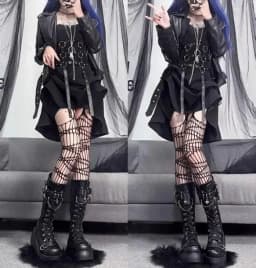 Motorcycle Boots Platform Boots for Women Wedges Knee High Black Lace Up Fashion Goth Gothic Boots Punk Shoes Girls Winter
