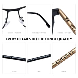 FONEX Titanium Glasses Frame Men Brand Design Square Ultralight Eyeglasses Japanese Ultralight-Weight High Quality Eyewear 85915