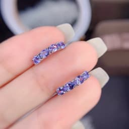 Natural Tanzanite earring Oval Cut Blue Gemstone,Genuine Sterling Silver December Birthstone Engagement earring,Promise Ring