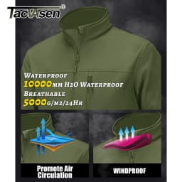 TACVASEN Men's Waterproof Outdoor Hiking Jacket Full Zip Windproof Fleece Lining Warm Fall Winter Work Casual Jackets