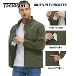 TACVASEN Men's Waterproof Outdoor Hiking Jacket Full Zip Windproof Fleece Lining Warm Fall Winter Work Casual Jackets