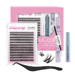 uCoolMe Lashes Short Fairy Venus Flora 8-14mm Lashes Cluster with Lash Glue Tweezers DIY Long Lasting Waterproof Lash Extension
