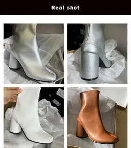 Luxury Brand Designer Tabi Split-toe Ankle Boots Women Genuine Leather Chunky High Heel Short Boots 2026 Spring Autumn Shoes