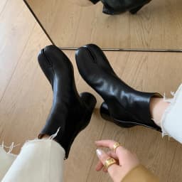 Luxury Brand Designer Tabi Split-toe Ankle Boots Women Genuine Leather Chunky High Heel Short Boots 2026 Spring Autumn Shoes