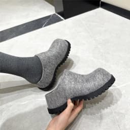 AIYUQI Women's Slippers Wear New 2025 Autumn Round Toe Flannel Closed Toe Women's Slippers Retro Platform Slippers Women