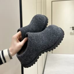 AIYUQI Women's Slippers Wear New 2025 Autumn Round Toe Flannel Closed Toe Women's Slippers Retro Platform Slippers Women