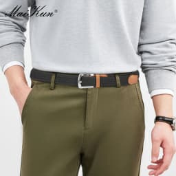 MaiKun 2PCS Canvas Men Belts Fashion Elastic Metal Pin Buckle Military Tactical Raided Stretch Woven Belts For Men For Work