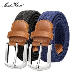 MaiKun 2PCS Canvas Men Belts Fashion Elastic Metal Pin Buckle Military Tactical Raided Stretch Woven Belts For Men For Work