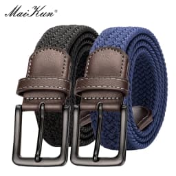 MaiKun 2PCS Canvas Men Belts Fashion Elastic Metal Pin Buckle Military Tactical Raided Stretch Woven Belts For Men For Work