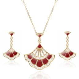 Designer Collection Dinner Party Long Necklace Earrings Inlay Cubic Zircon Carnelian Mother Of Pearl Pendant Jewelry Sets