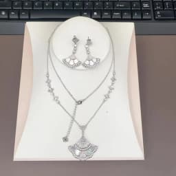 Designer Collection Dinner Party Long Necklace Earrings Inlay Cubic Zircon Carnelian Mother Of Pearl Pendant Jewelry Sets