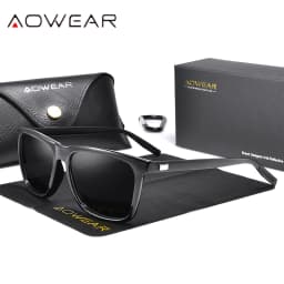 AOWEAR HD Night Vision Glasses Men Aluminium Yellow Lens Sunglasses Men Polarized Night Safe Driving Goggles Oculos Gafas De Sol