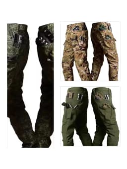 Autumn and Winter Tactical Camouflage Pants Men's Shark Skin Soft Shell Work Pants Outdoor Multi Pocket Windproof Combat Pants