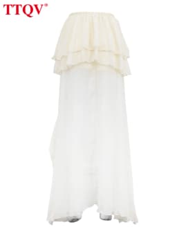 TTQV Casual Apricot Loose Skirts For Women Fashion High Waisted Pleated Skirts Elegant Thin Floor-Length Skirt Female Clothing
