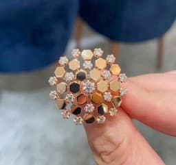 925 Sterling Silver New Style Honeycomb Style Pave Zircon Snowflake Ring For Women Fine Jewelry