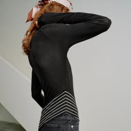 TOYOUTH Women Wool Blend T-Shirts 2026 Spring New Black Slim Fit Striped Asymmetric Hem Blouses