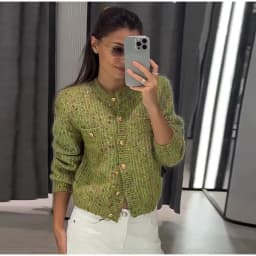 Knitted Jacquard Cardigans 2026 Autumn New Female Casual Stand Collar Full Sleeve Sweater Coats Women's Loose Printing Knitwear