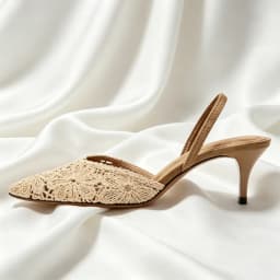 Luxury Embroidered Woven Slingback Heels for Women High-quality Faux Suede Stiletto Sandals Elegant Pointed-toe Designer Shoes