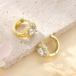 Lnngy Certified Moissanite Halo Earrings For Women 14K Gold Filled Lab Diamond Huggies Earring Sparkling Wedding Jewelry Gift