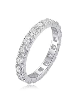 Real White Circular Moissanite Diamond Fashion Simple Wedding Band Ring for Women's Daily Wear Fashioned Trendy Jewelry