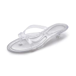Glam Sheer Heeled Jelly Thong Sandals Women's Transparent Strap Square Toe Kitten Heels Woman Trendy Flip Flops Night Out Shoes