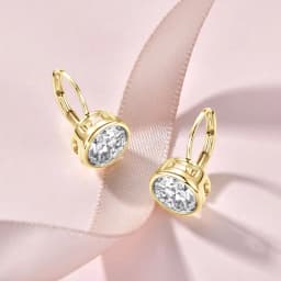 Lnkry 5MM/6.5MM/8MM Moissanite Hoop Earring 14k Gold-Filled Sparling Lab Diamond Leverback Earrings for Women Gift