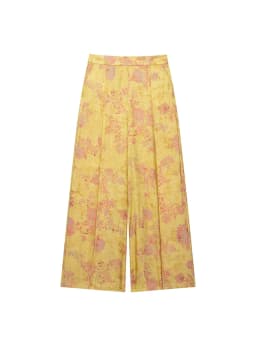 2026 Women Vintage Wide Leg Pant Set Chinese Style Stand Collar Frog Button Long Sleeve Shirt Loose Trousers Print Two Piece Set