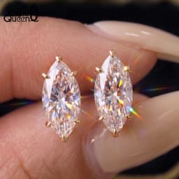 Effie Queen 0.3-1CT Moissanite Stud Earrings 925 Sterling Silver Oval Cut Piercing Earrings for Men Women Fine Jewelry SMOE24