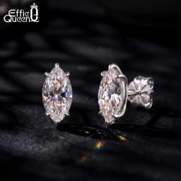 Effie Queen 0.3-1CT Moissanite Stud Earrings 925 Sterling Silver Oval Cut Piercing Earrings for Men Women Fine Jewelry SMOE24