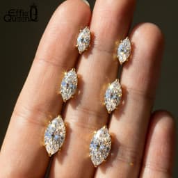 Effie Queen 0.3-1CT Moissanite Stud Earrings 925 Sterling Silver Oval Cut Piercing Earrings for Men Women Fine Jewelry SMOE24