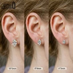 Effie Queen 0.3-1CT Moissanite Stud Earrings 925 Sterling Silver Oval Cut Piercing Earrings for Men Women Fine Jewelry SMOE24