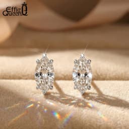 Effie Queen 0.3-1CT Moissanite Stud Earrings 925 Sterling Silver Oval Cut Piercing Earrings for Men Women Fine Jewelry SMOE24