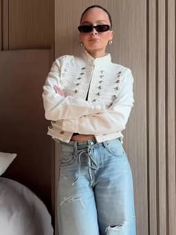 New Vintage Denim Jacket For Women Solid Round Neck Slim Fit Short Jackets 2026 Spring Lady Daily High Street Outerwears