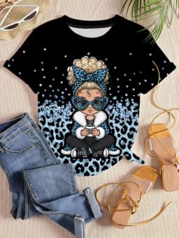 Leopard Print Women's T-Shirt Short Sleeved Tops Summer Casual Women's Crew-Neck Y2k Clothes T-Shirt Outdoor Street Elegant Top