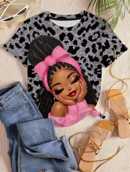 Leopard Print Women's T-Shirt Short Sleeved Tops Summer Casual Women's Crew-Neck Y2k Clothes T-Shirt Outdoor Street Elegant Top