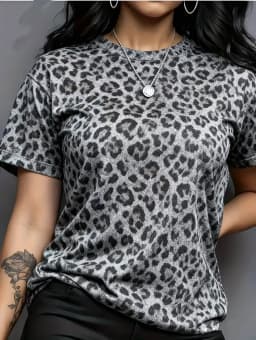 Leopard Print Women's T-Shirt Short Sleeved Tops Summer Casual Women's Crew-Neck Y2k Clothes T-Shirt Outdoor Street Elegant Top