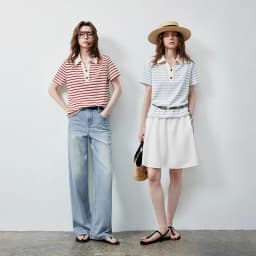 TOYOUTH Women's T-Shirt 2026 Summer New Hollow Stripe Color Block Polo Collar Nautical Top, Loose Fit Vintage Tee