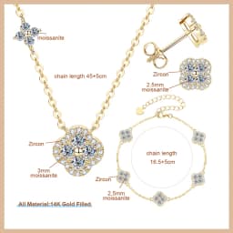 OXTAO Certified Moissanite Jewelry Set For Women 14K Gold Filled D VVS1 Moissanite Earrings Pendant Necklace Bracelet Set Gift