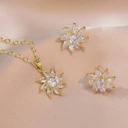 OXTAO Certified Moissanite Jewelry Set For Women 14K Gold Filled D VVS1 Moissanite Earrings Pendant Necklace Bracelet Set Gift