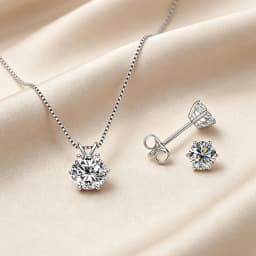 OXTAO Certified Moissanite Jewelry Set For Women 14K Gold Filled D VVS1 Moissanite Earrings Pendant Necklace Bracelet Set Gift