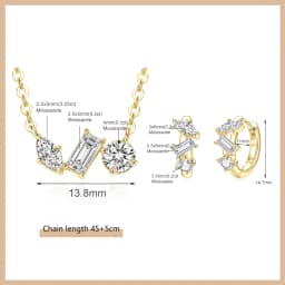 OXTAO Certified Moissanite Jewelry Set For Women 14K Gold Filled D VVS1 Moissanite Earrings Pendant Necklace Bracelet Set Gift