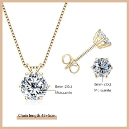 OXTAO Certified Moissanite Jewelry Set For Women 14K Gold Filled D VVS1 Moissanite Earrings Pendant Necklace Bracelet Set Gift