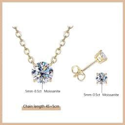OXTAO Certified Moissanite Jewelry Set For Women 14K Gold Filled D VVS1 Moissanite Earrings Pendant Necklace Bracelet Set Gift