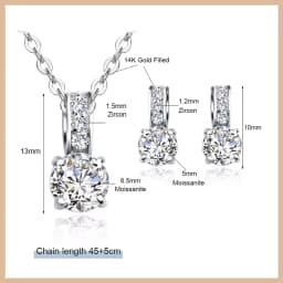 OXTAO Certified Moissanite Jewelry Set For Women 14K Gold Filled D VVS1 Moissanite Earrings Pendant Necklace Bracelet Set Gift