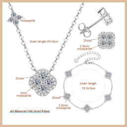 OXTAO Certified Moissanite Jewelry Set For Women 14K Gold Filled D VVS1 Moissanite Earrings Pendant Necklace Bracelet Set Gift