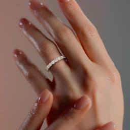 OXTAO Full Moissanite Ring 4mm D VVS1 for Women Sparkling Wedding Eternity Bands Ring Anniversary Jewelry Gifts 14K Gold Filled